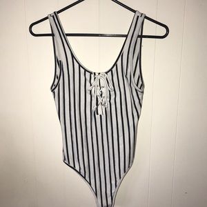 Pin striped body suit